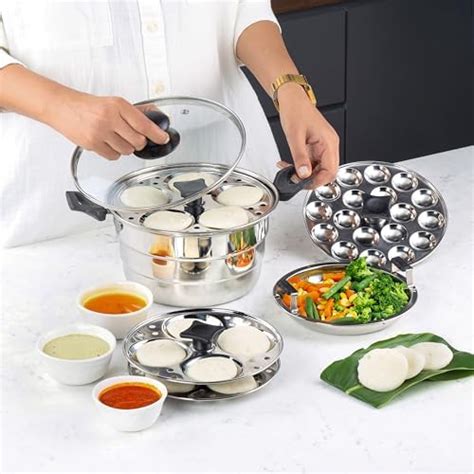 pigeon 6-plates idli maker for induction and gas stove